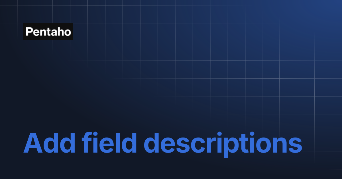 Add field descriptions | 10.2 Schema Workbench | Pentaho
