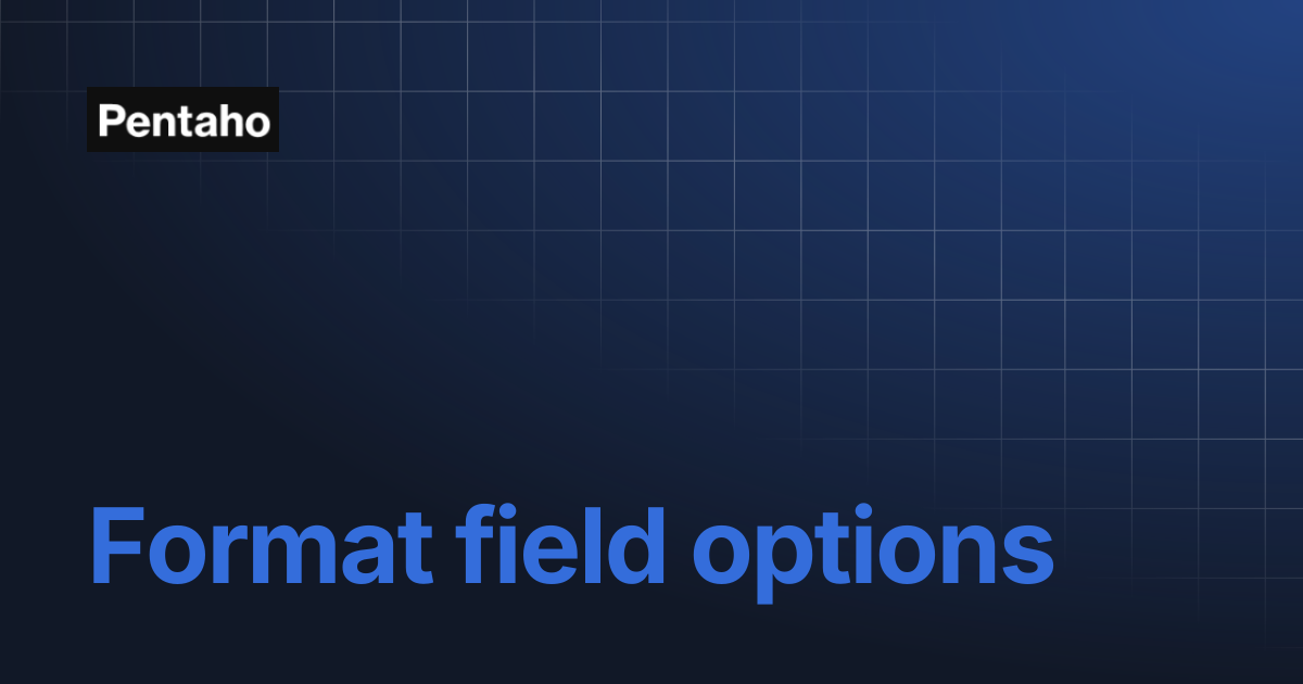 Format field options | Pentaho