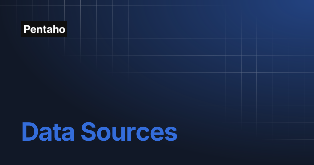 Data Sources | PDC API v1 | Pentaho